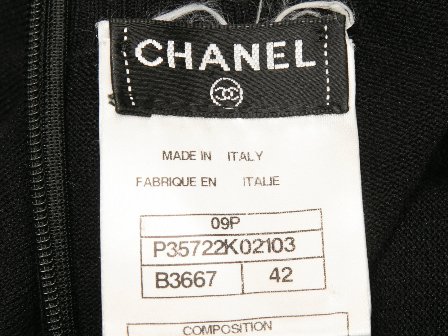 Black & White Chanel Ribbed Tulle-Accented Mini Dress Size FR 42