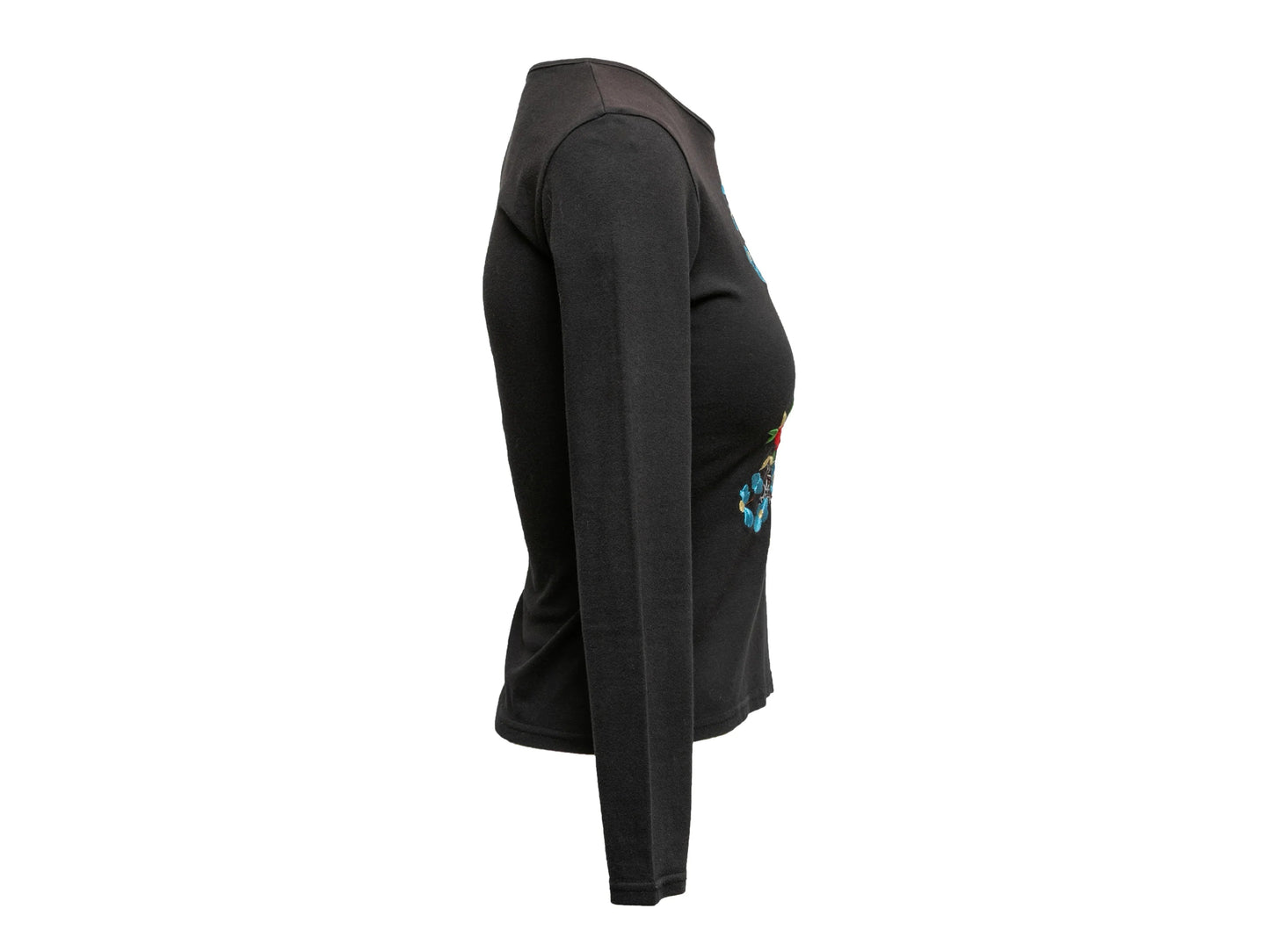 Black & Multicolor Christian Dior Embroidered Sweater Size US 6
