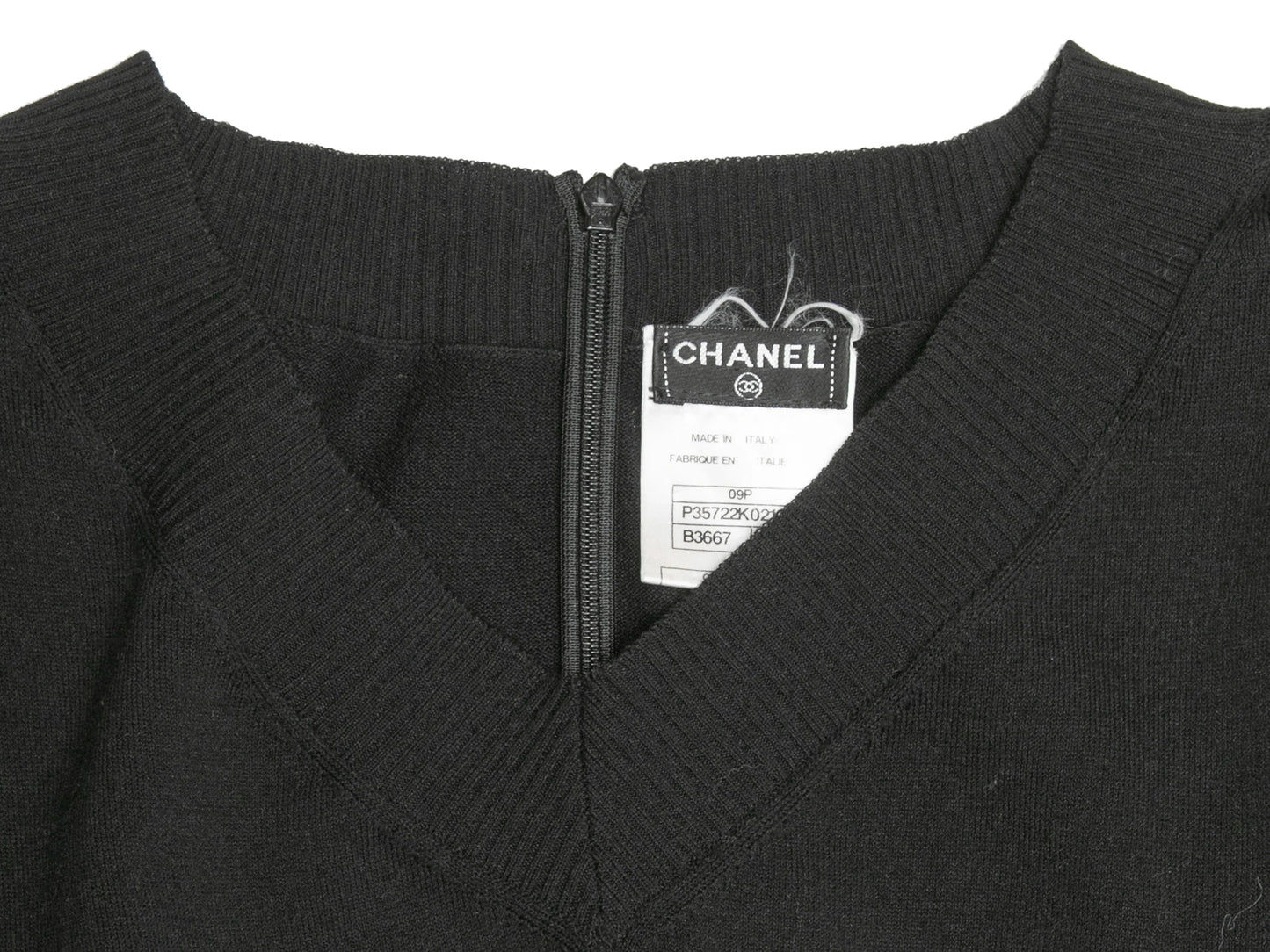 Black & White Chanel Ribbed Tulle-Accented Mini Dress Size FR 42