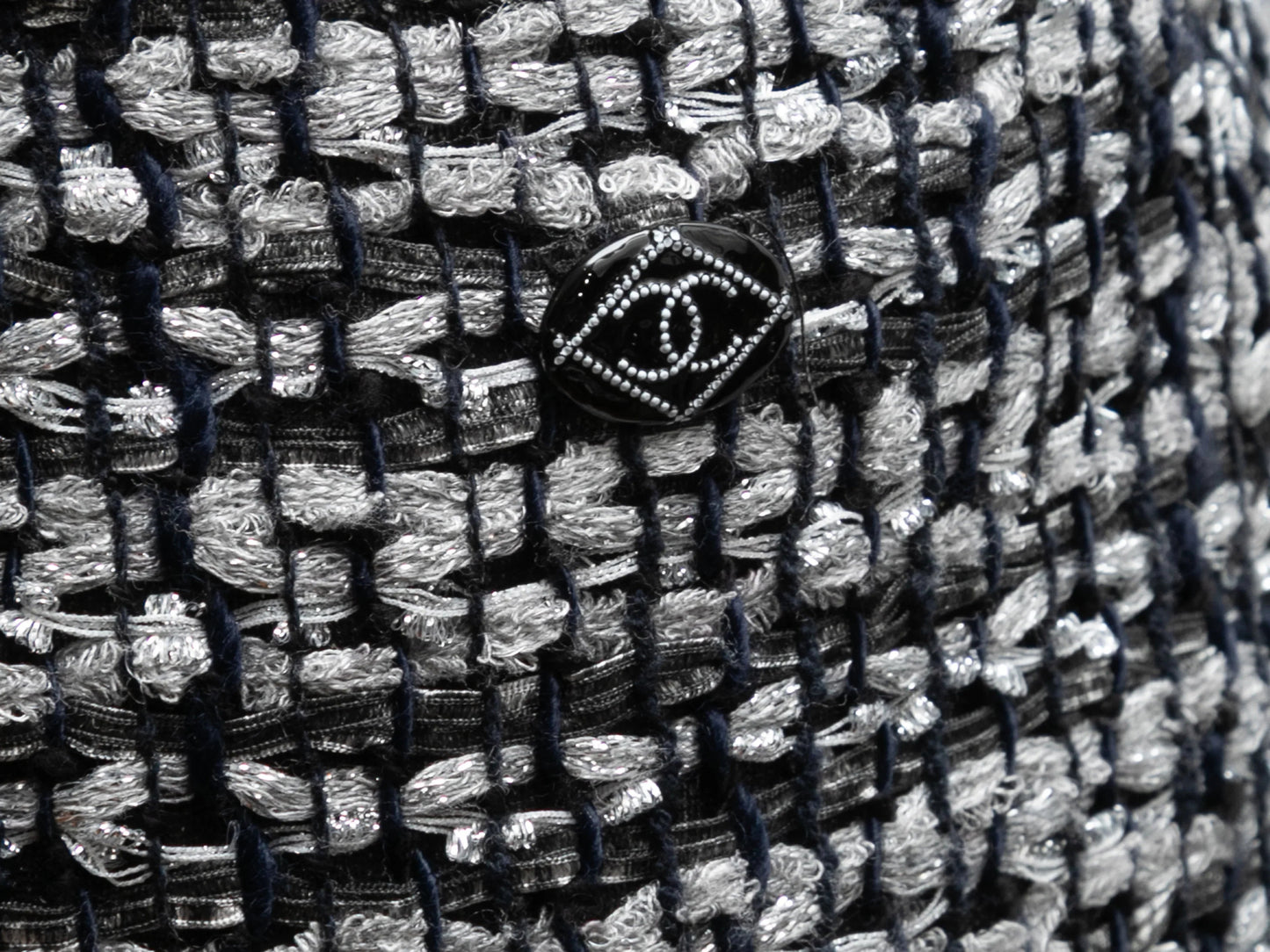 Grey & Navy Chanel Tweed Pencil Skirt Size FR 40