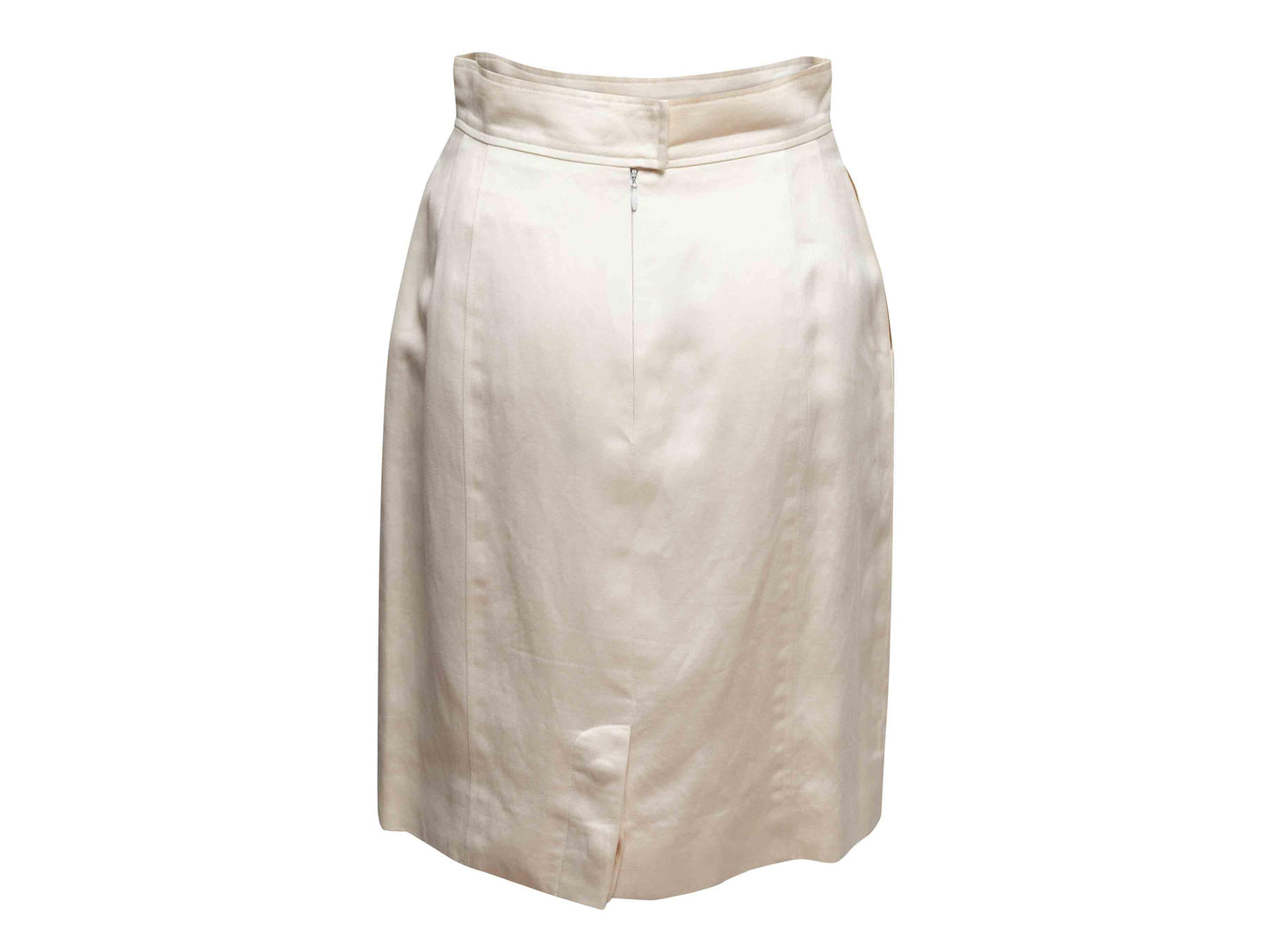 Cream Chanel Boutique Knee-Length Pencil Skirt Size FR 40
