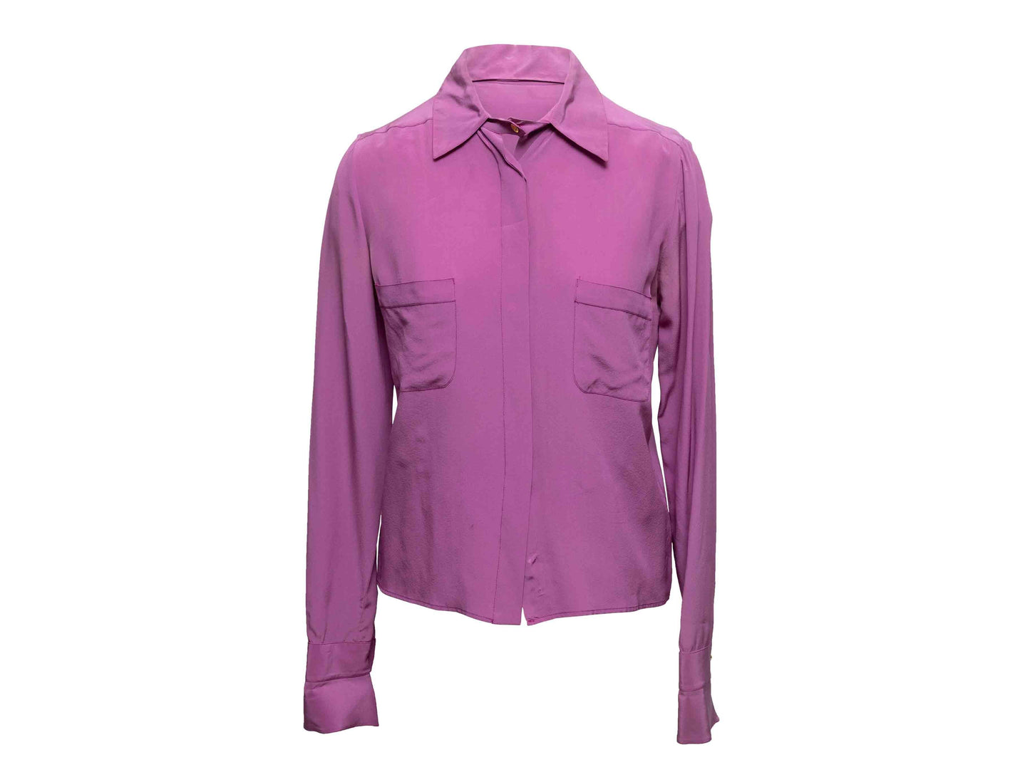 Purple Chanel Boutique Silk Button-Up Top Size FR 38