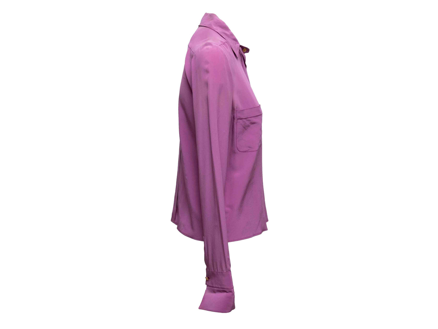 Purple Chanel Boutique Silk Button-Up Top Size FR 38