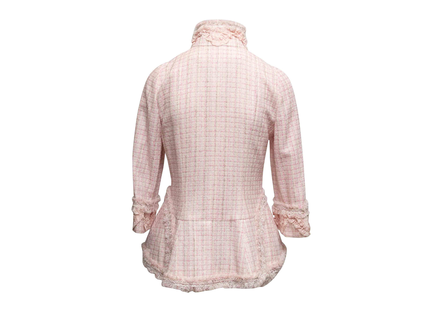 Light Pink & White Chanel 2013 Camellia Tweed Jacket Size FR 40