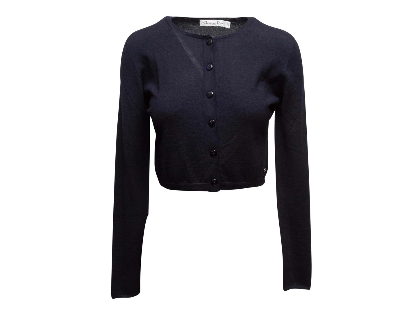 Navy Christian Dior Cashmere Cardigan Size US S