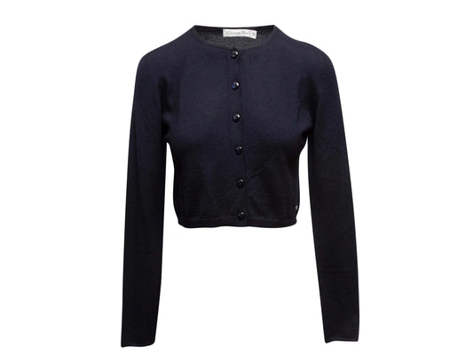 Navy Christian Dior Cashmere Cardigan Size US S