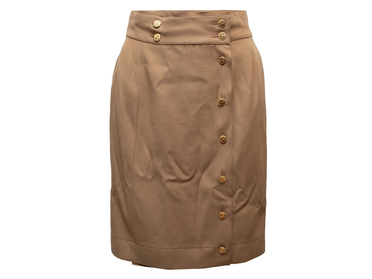 Tan Chanel Knee-Length Pencil Skirt Size US S