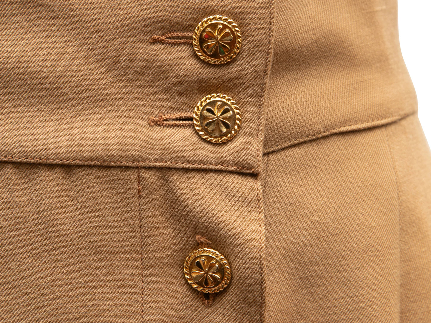 Tan Chanel Knee-Length Pencil Skirt Size US S
