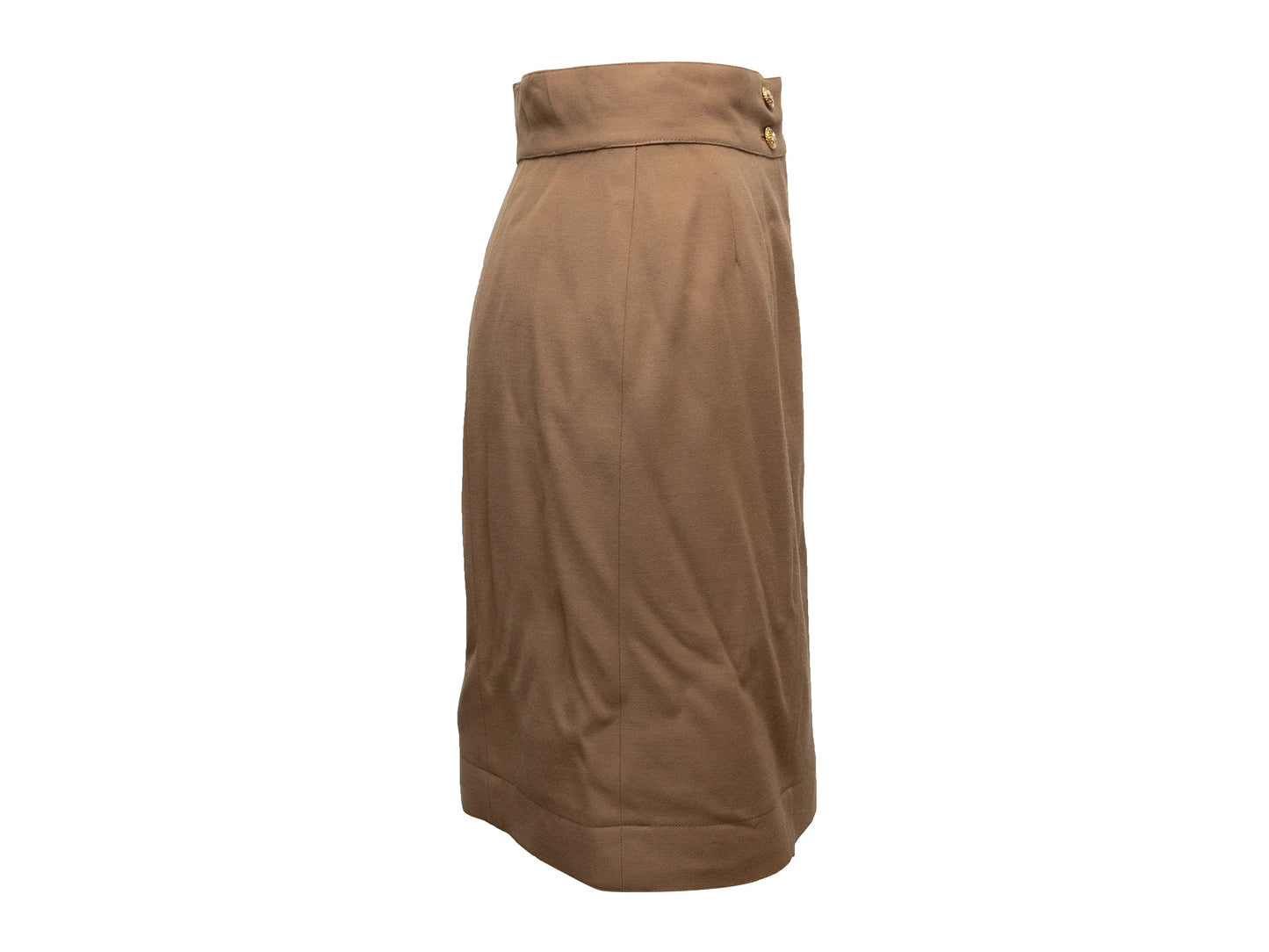 Tan Chanel Knee-Length Pencil Skirt Size US S