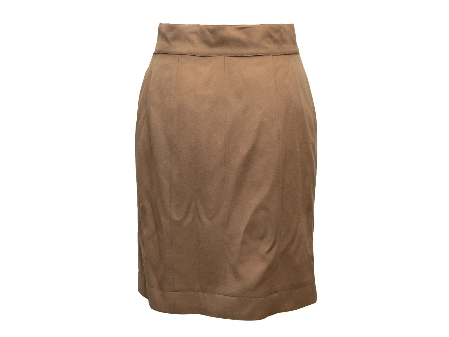 Tan Chanel Knee-Length Pencil Skirt Size US S