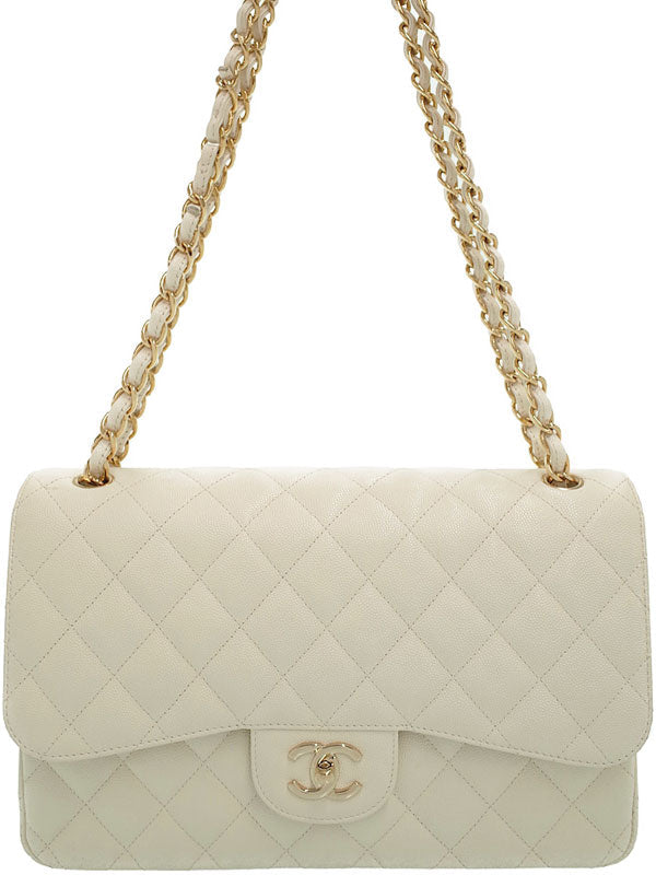 Chanel Deca Matelasse Chain Shoulder Bag White