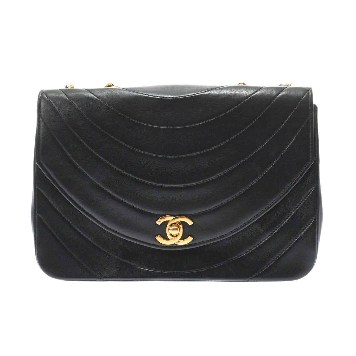 Chanel Chain Shoulder Black Gold Hardware 01 Lambskin Shoulder Bag