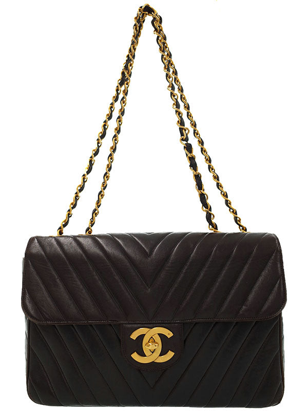 Chanel V Stitch Chain Shoulder Bag Black