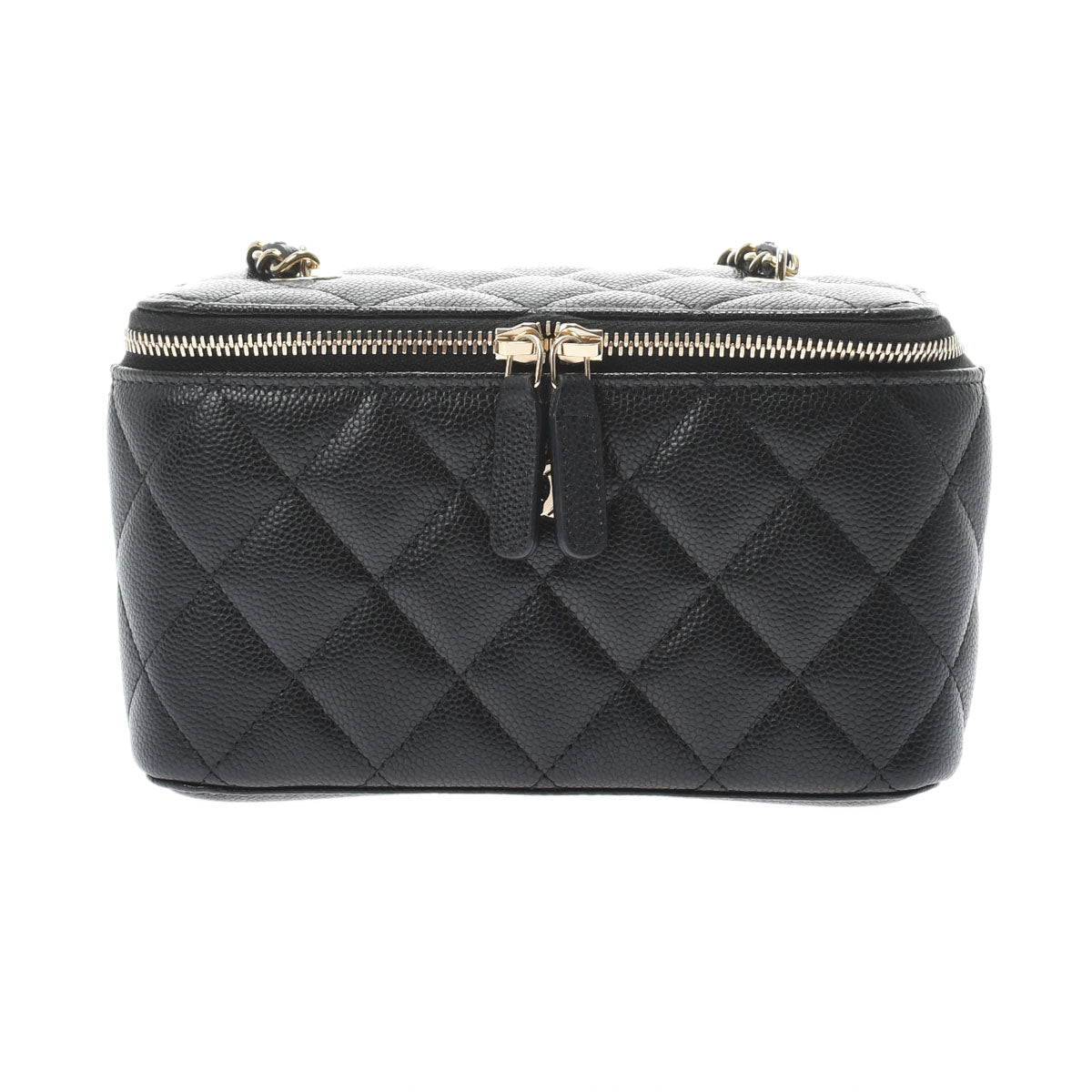 Chanel Matelasse Vanity Case Black Gold Hardware Grained Calfskin Shoulder Bag