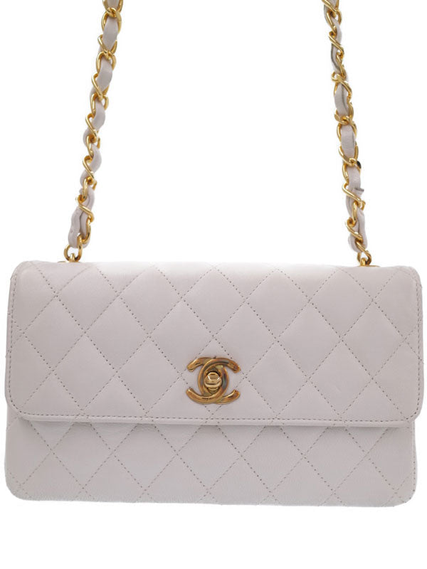 Chanel Mini Matelasse Chain Shoulder Bag White