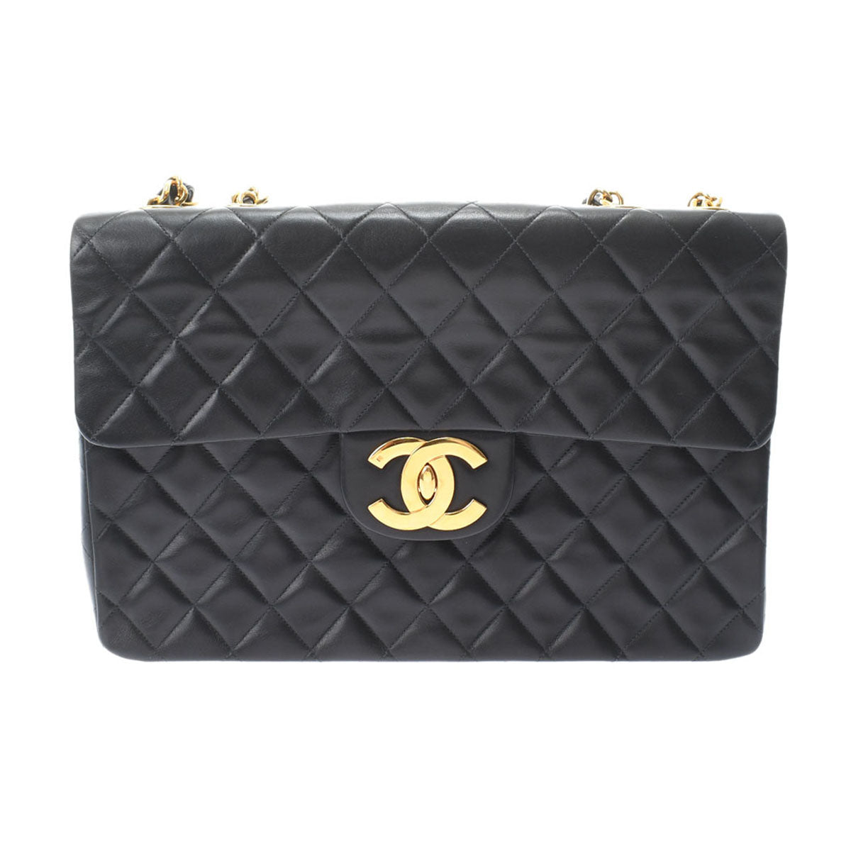 Chanel Matelasse Big Matelasse Chain Shoulder 34cm Black Gold Hardware Lambskin Shoulder Bag
