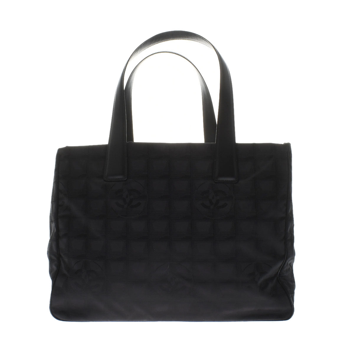 Chanel New Travel Line Tote MM Black Gold Hardware Nylon Leather Tote Bag