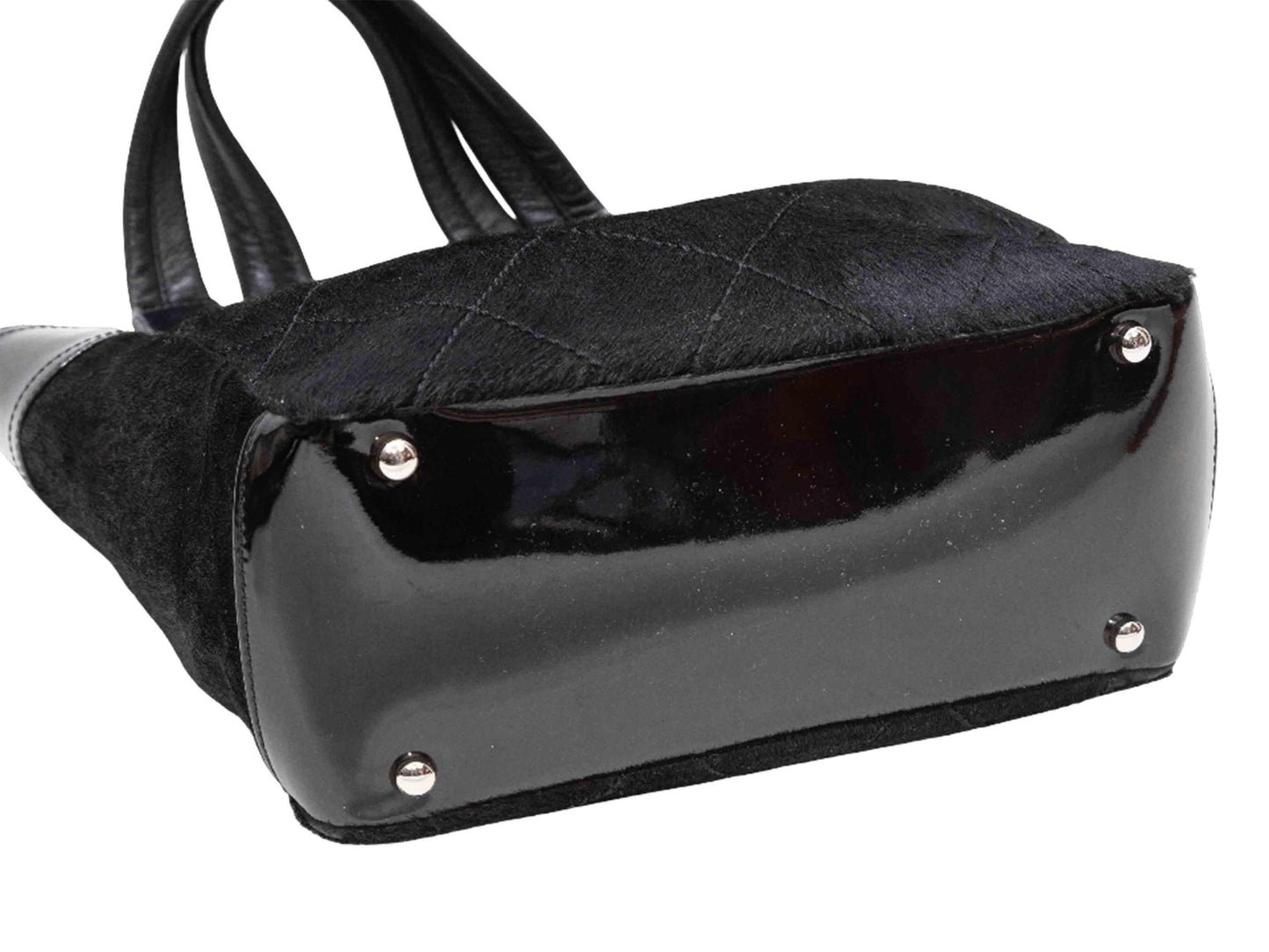 Black Chanel Ponyhair & Patent Shopper Tote