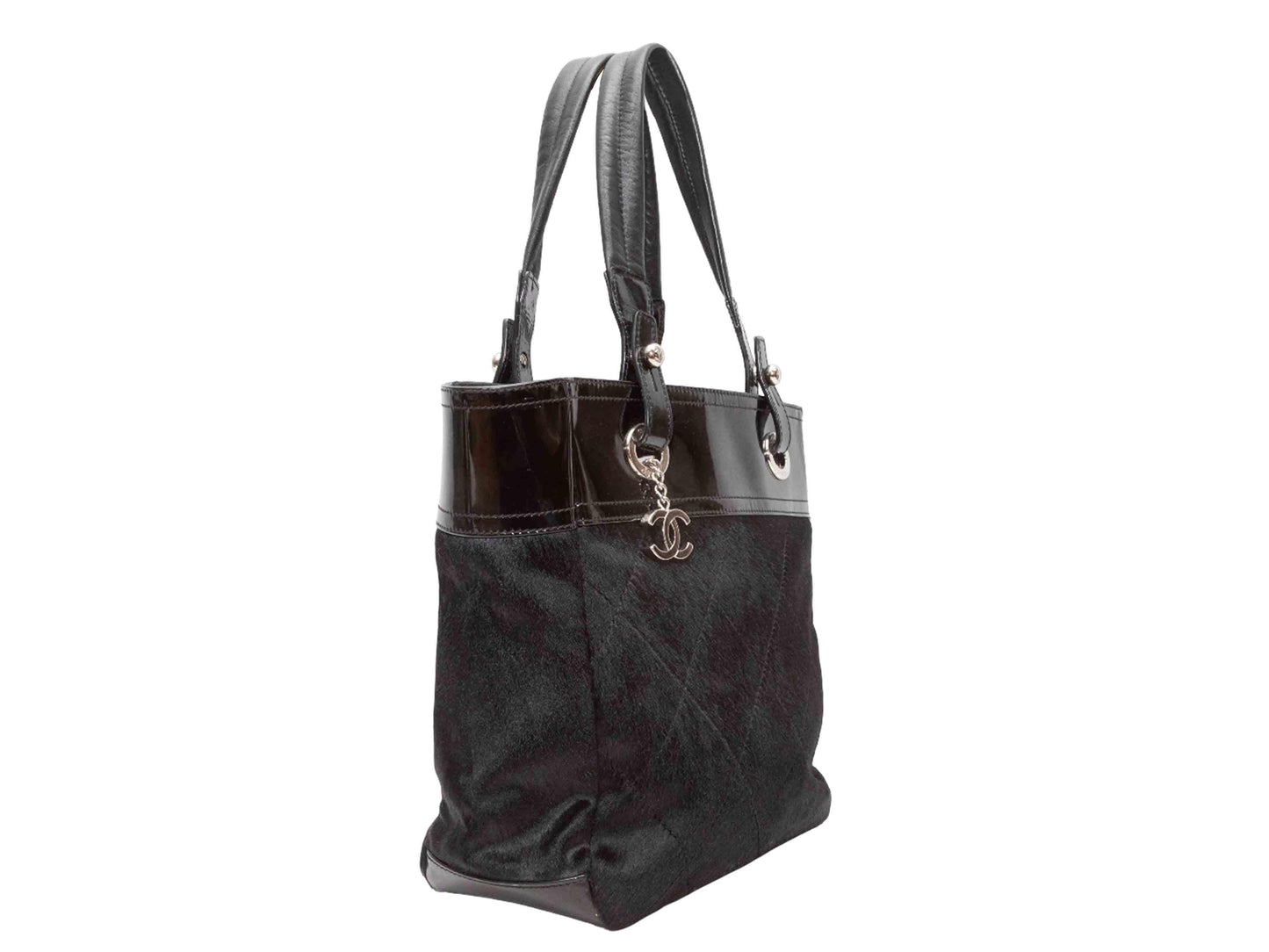 Black Chanel Ponyhair & Patent Shopper Tote