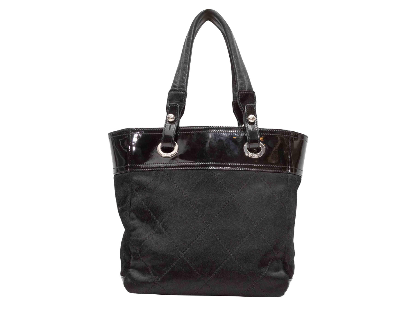 Black Chanel Ponyhair & Patent Shopper Tote