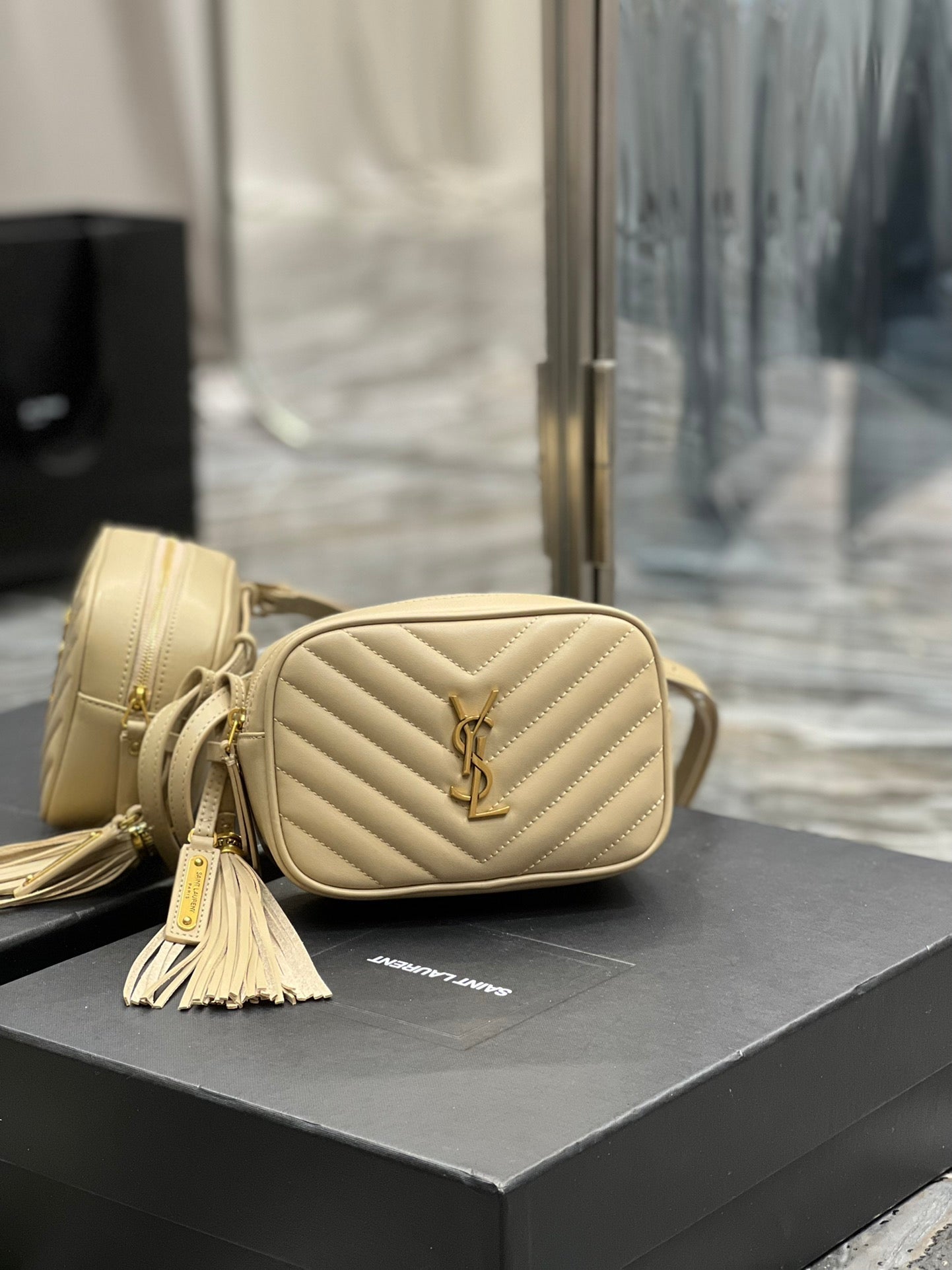 Top Quality Lou Belt Bag Beige In Matelassé Gold Toned Hardware For Women 6.1in/15cm YSL 614031DV7072721