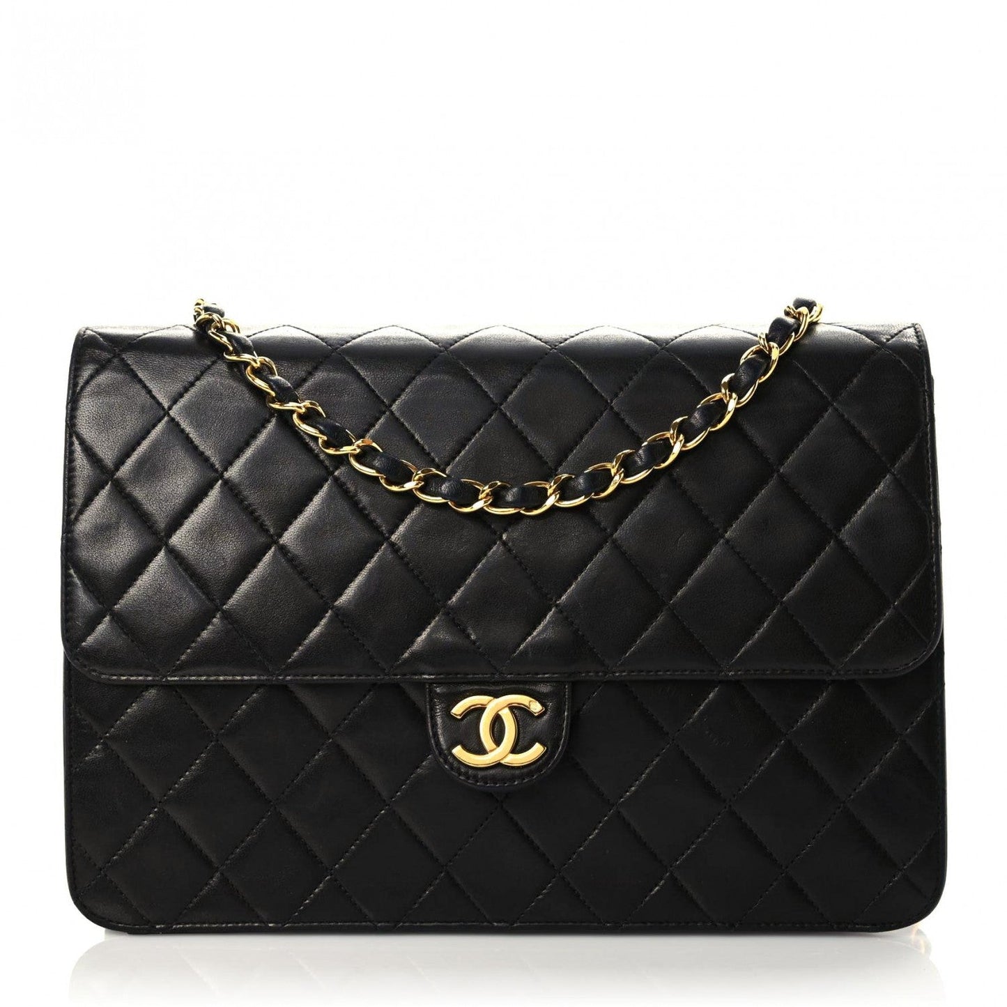 Chanel Lambskin Quilted Medium Single Flap Black