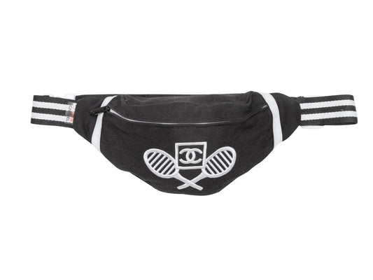 Black & White Chanel VIP Gift Tennis Motif Belt Bag