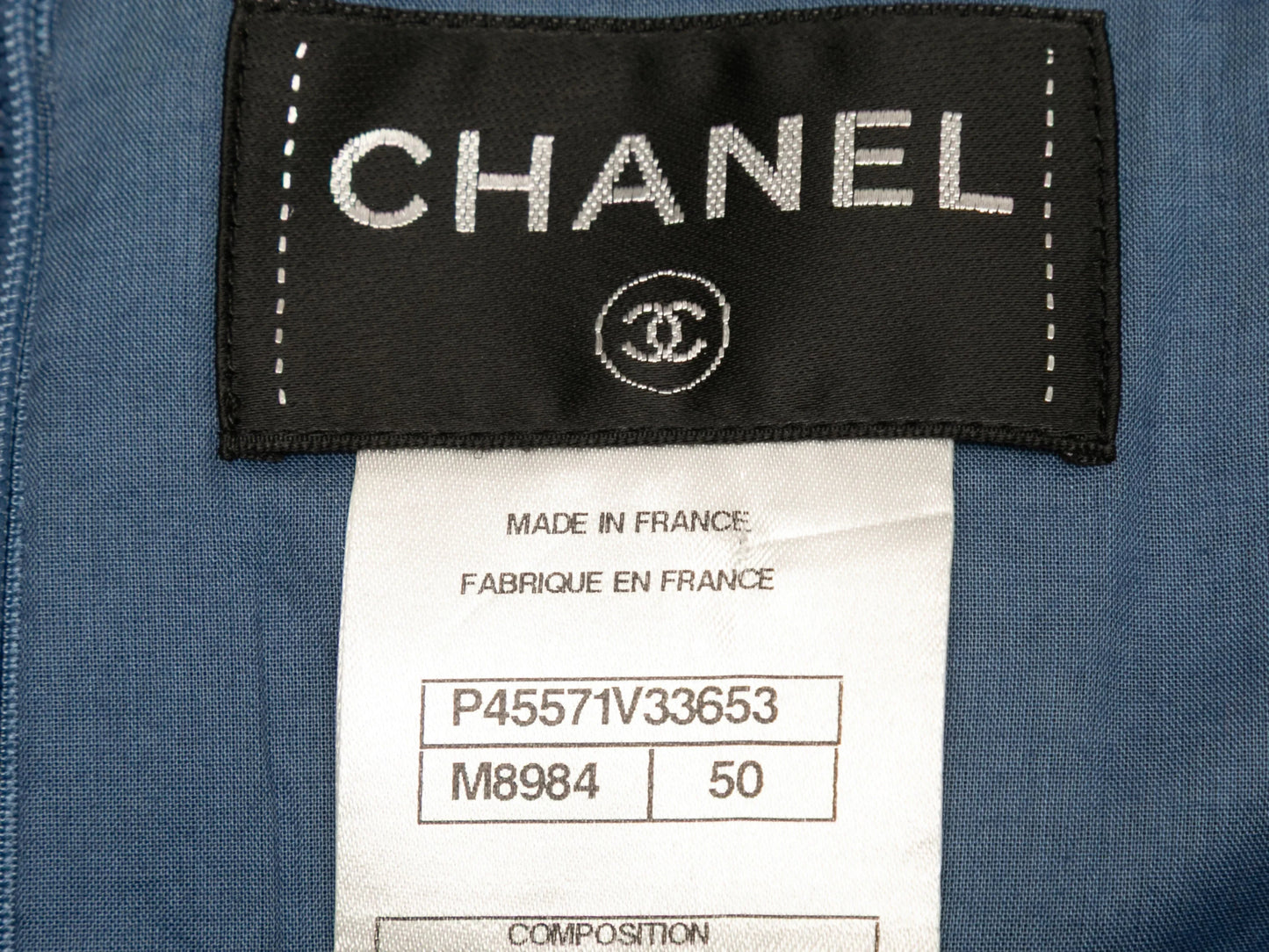 Navy Chanel Tweed Short Sleeve Dress Size FR 50