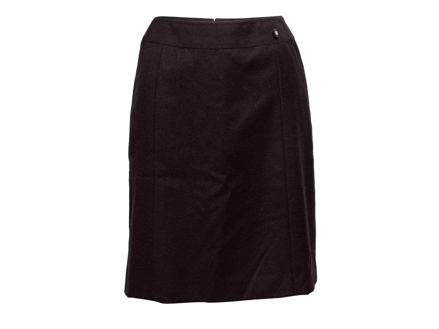 Charcoal Chanel Wool & Cashmere Pencil Skirt Size FR 36