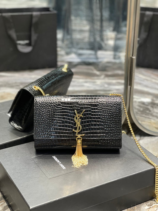 Top Quality Kata MeTop Qualityum Chain Bag Black With Tassel For Women 9.4in/24cm YSL 354119DND0J1000