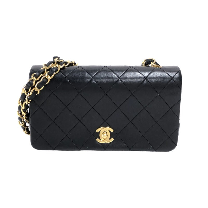 Chanel Matelasse Gold Lambskin Shoulder Bag Black
