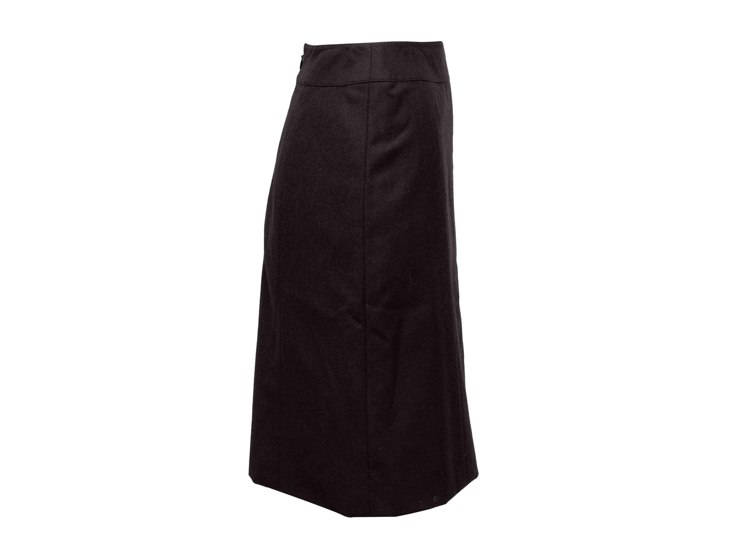 Charcoal Chanel Wool & Cashmere Pencil Skirt Size FR 36