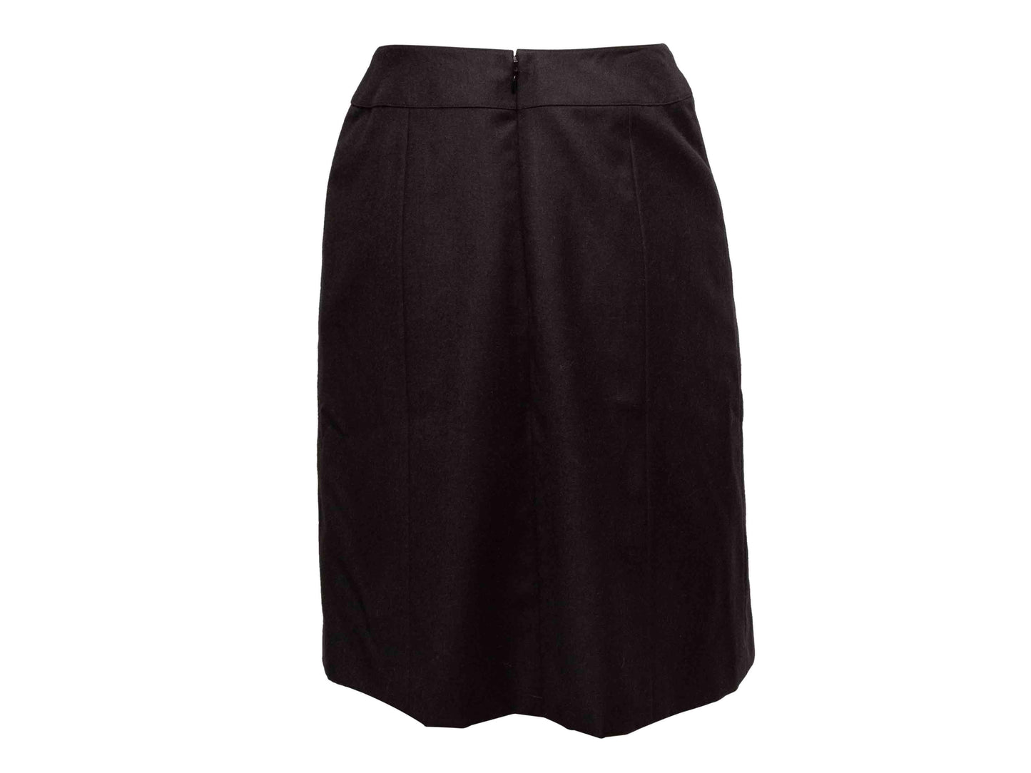 Charcoal Chanel Wool & Cashmere Pencil Skirt Size FR 36