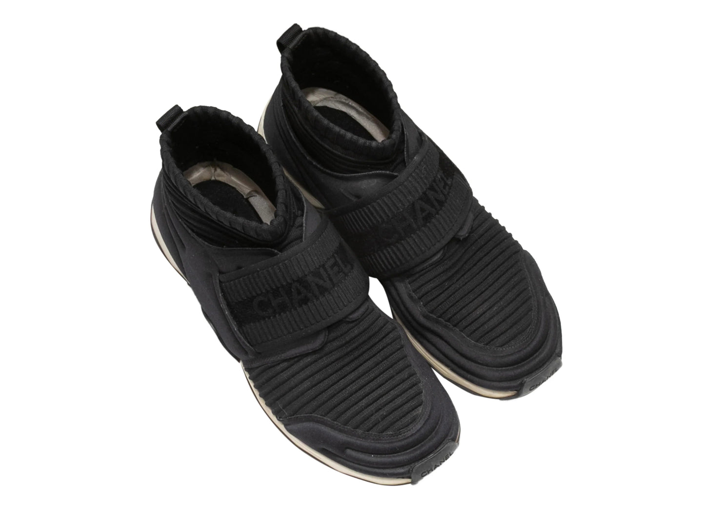 Black & White Chanel High-Top Slip-On Sneakers Size 38.5