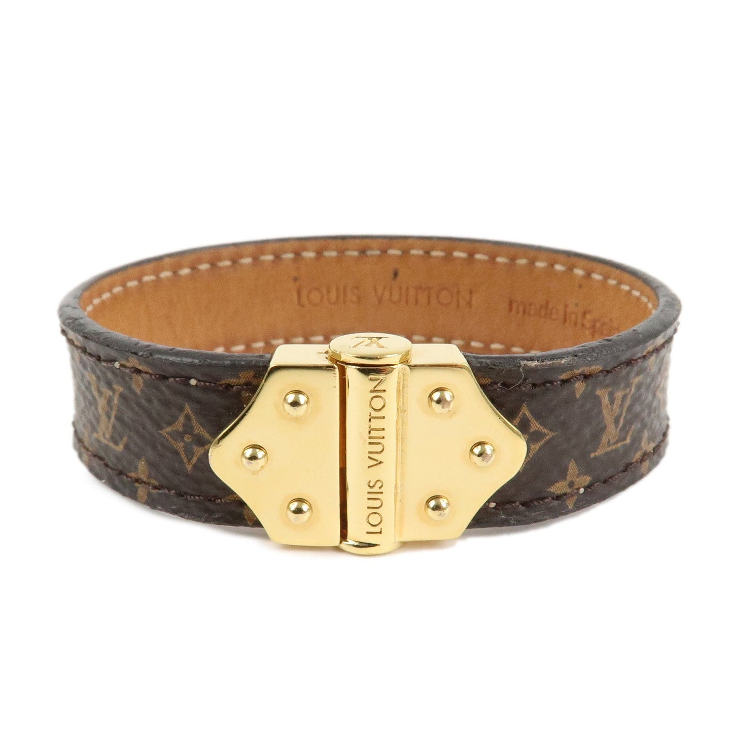 Louis Vuitton Monogram Bracelet Spirit Bangle Gold HDW M6689  d