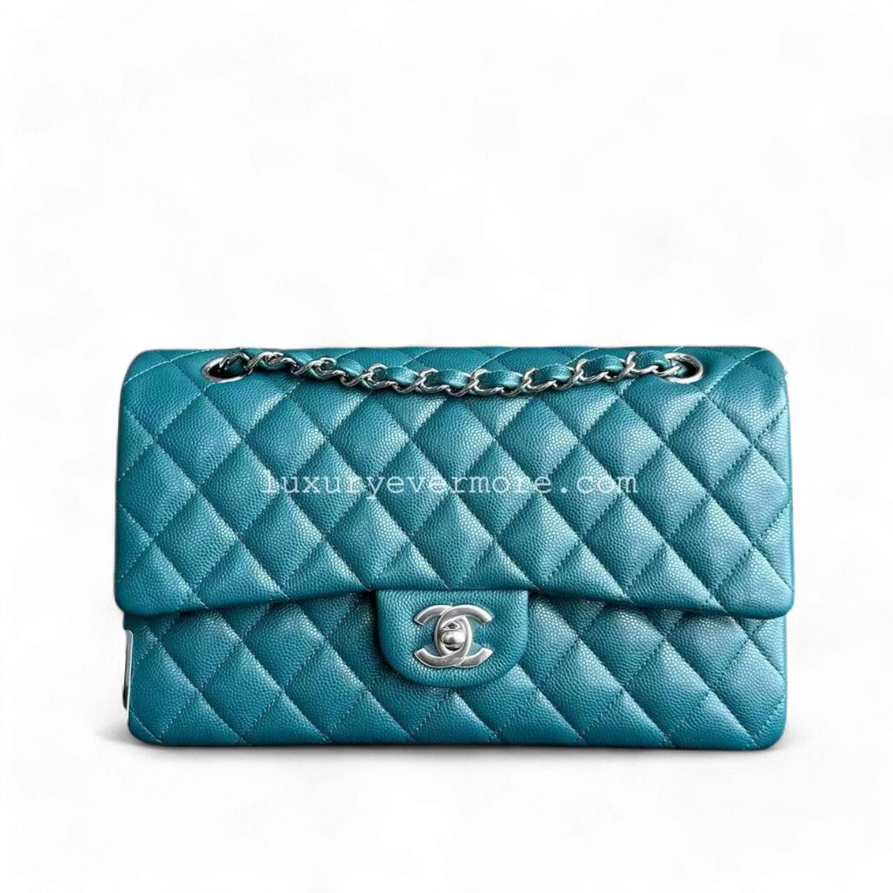 *Un d* Chanel Classic Flap Medium - Caviar Quilted Calfskin Green Blue SHW No 26