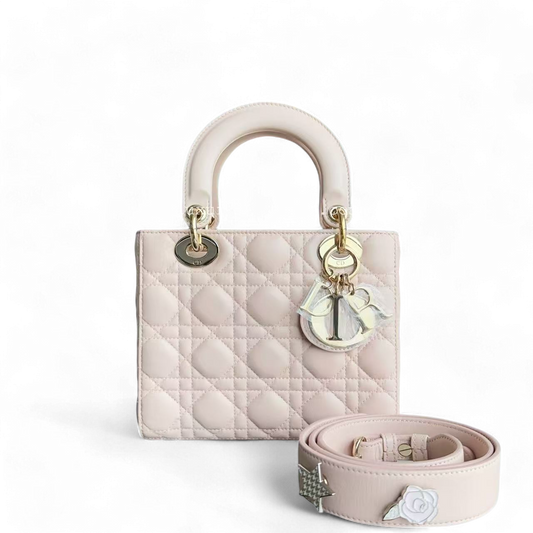 Dior Lady Small - Cannage Lambskin Light Blush Pink Gold Hardware