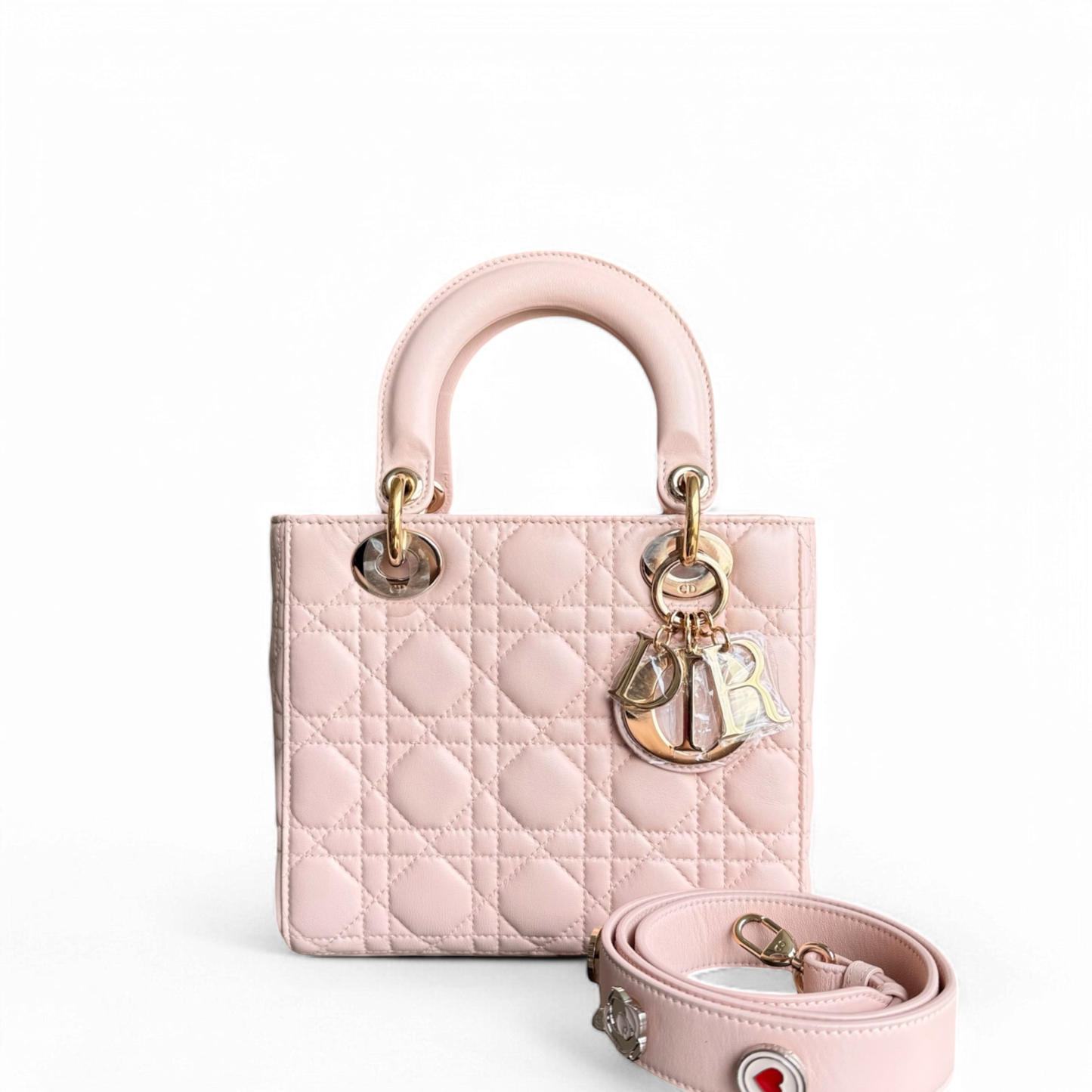 Dior Lady Small - Cannage Lambskin Light Pink Gold Hardware