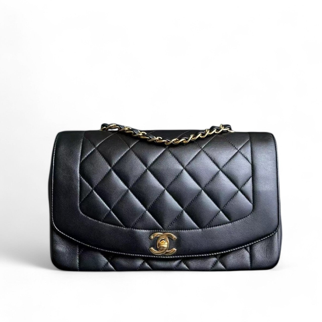 Chanel   Diana Medium - 25CM Quilted Lambskin Black 24K Gold Hardware Series 2