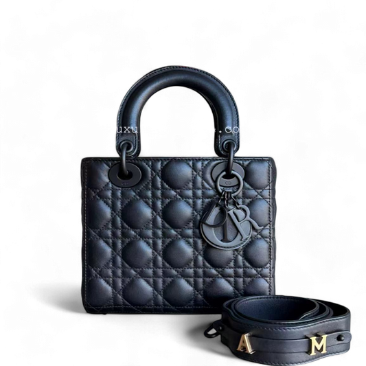 Dior Lady Small ABC - All Black Cannage Calfskin Black Hardware