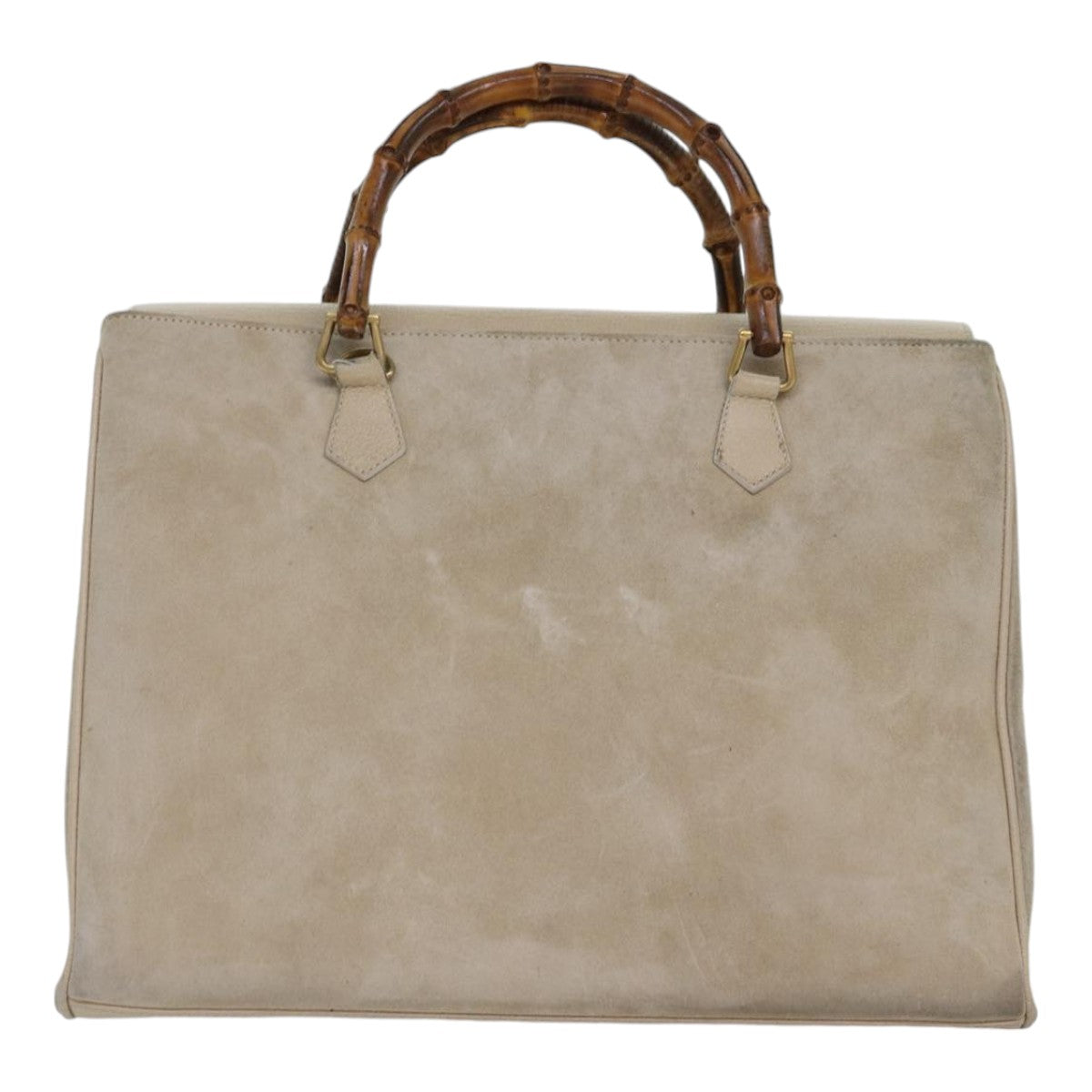 Gucci Bamboo Beige Suede Handbag