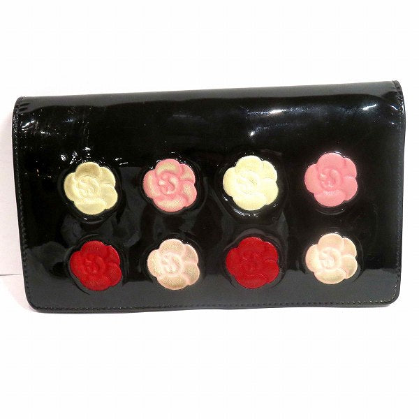 Chanel Camellia Patent Long Wallet