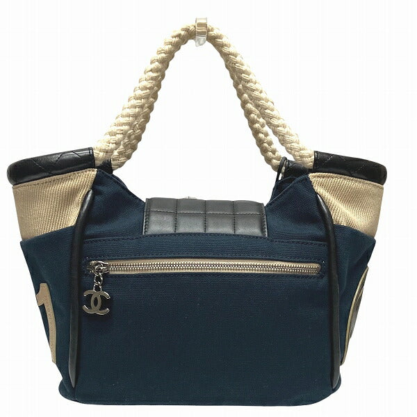 Chanel Choco Bar Canvas Leather Handbag
