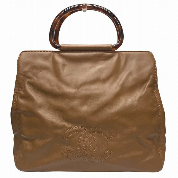 Chanel Coco Mark Calf Leather Wood Handle Handbag