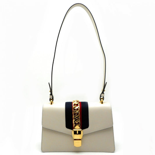 Gucci sylvie white leather handbag