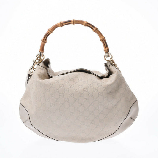 Gucci bamboo ecru leather handbag