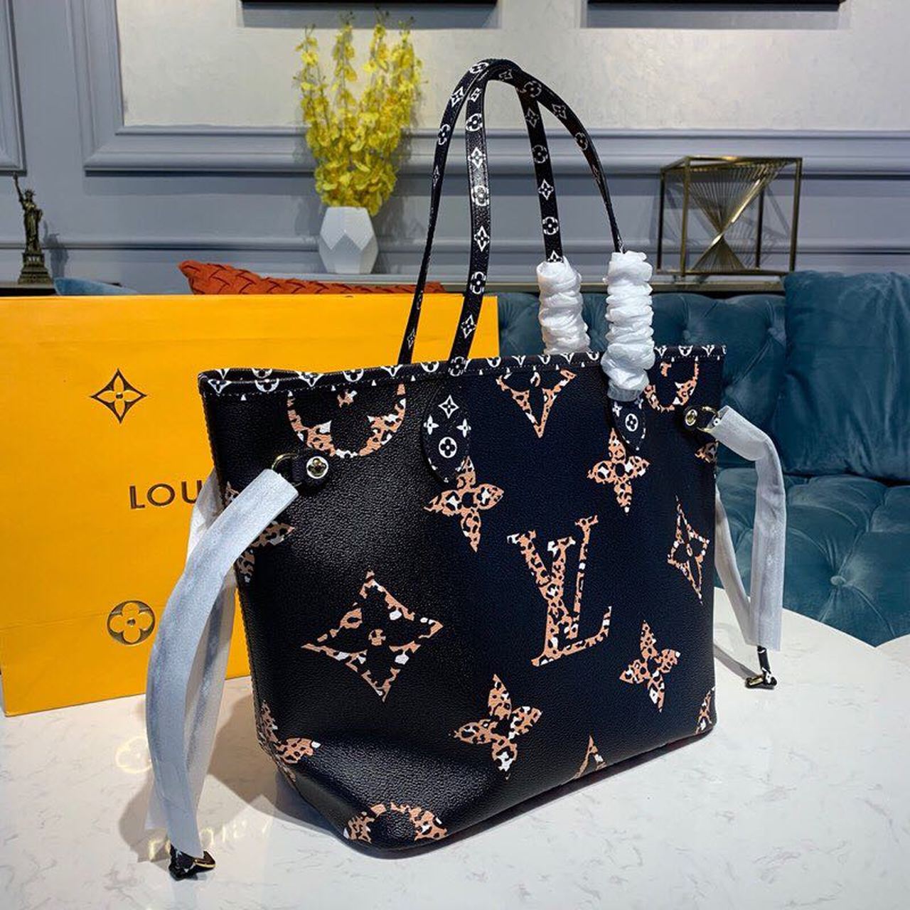 Top Quality Neverfull MM Tote Bag Monogram Jungle Canvas Black For Women,  Shoulder Bags 12.2in/31cm Top Quality M44676
