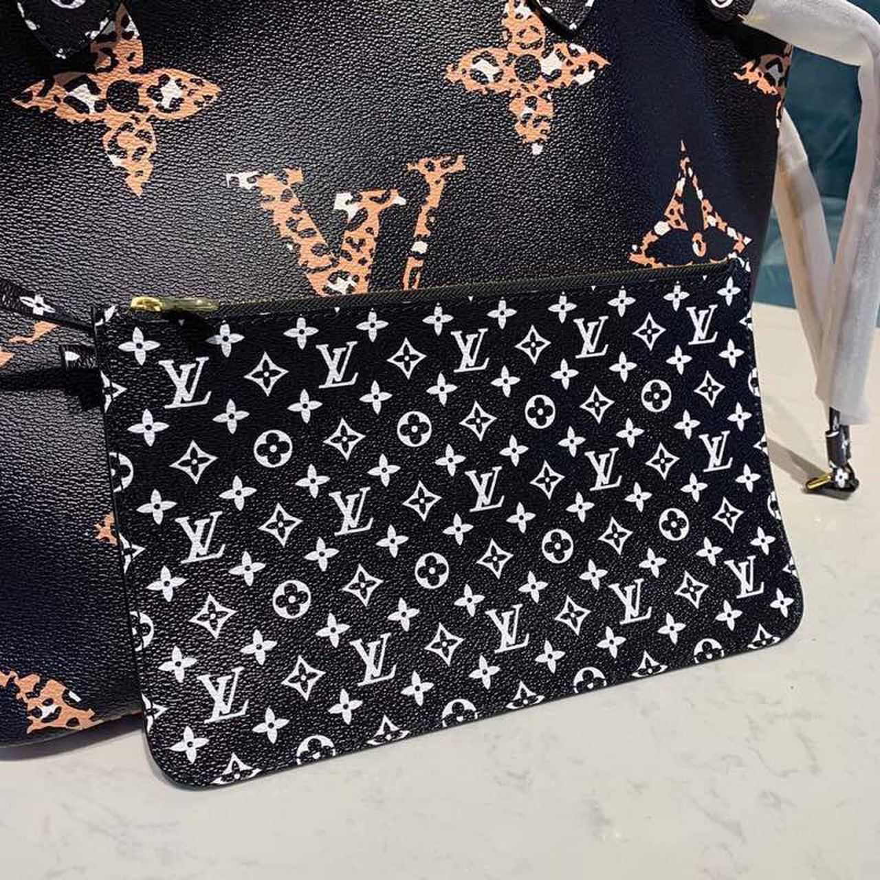 Top Quality Neverfull MM Tote Bag Monogram Jungle Canvas Black For Women,  Shoulder Bags 12.2in/31cm Top Quality M44676