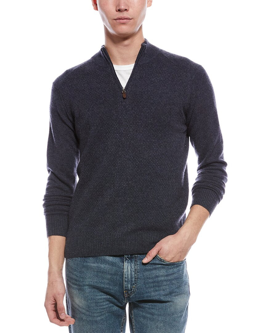 Raffi Textured 1/4-Zip Cashmere Mock Neck Sweater