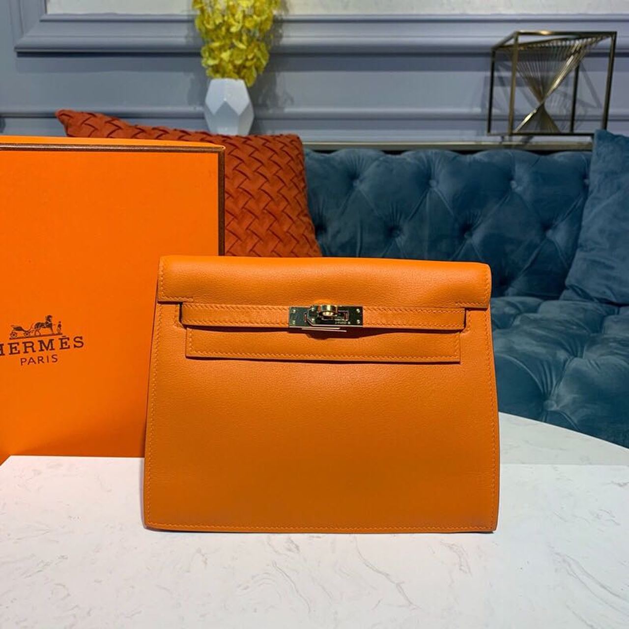Top Quality Kelly Danse II Bag Swift Orange Gold Hardware For Women 8.7in/22cm